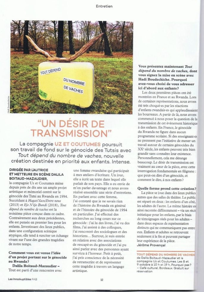 Article « un désir de transmission »